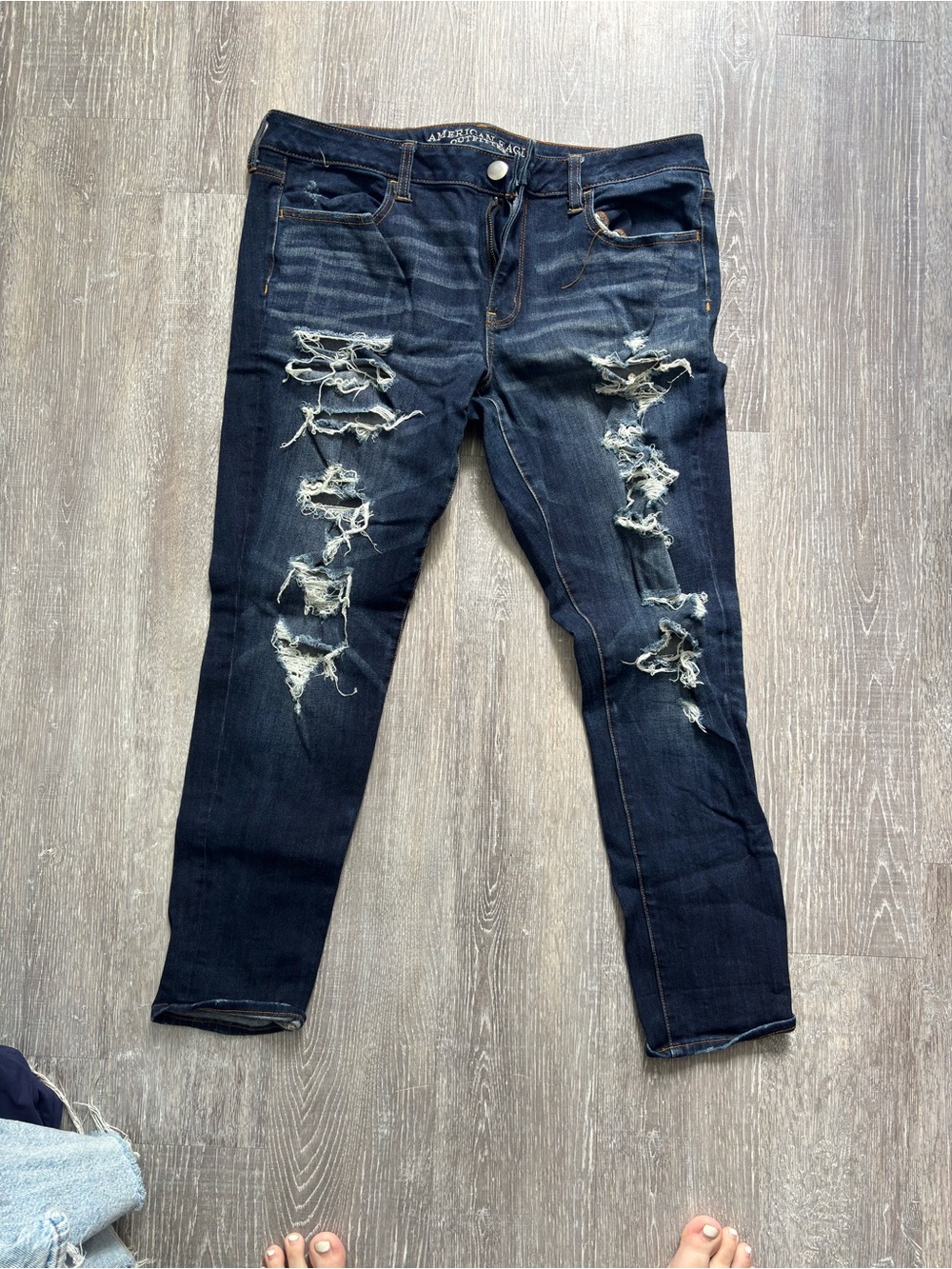 American Eagle Outfitters Distressed Dark Indigo Skinny Jeans